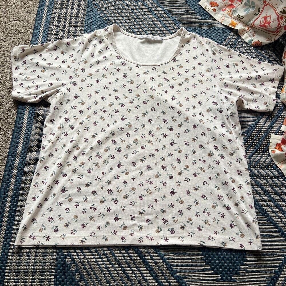 Cottagecore coquette grandmacore twee 90s scoop neck ditsy floral top XL/XXL